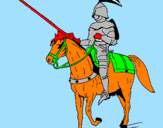 Disegno Cavallerizzo a cavallo  pitturato su francesca