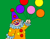Disegno Pagliaccio con palloncini  pitturato su gigi