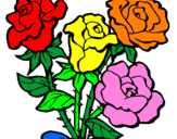 Disegno Mazzo di rose  pitturato su lucia