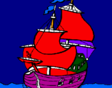 Disegno Barca  pitturato su galeone pirata
