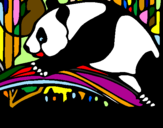 Disegno Oso panda che mangia  pitturato su Andrea B.