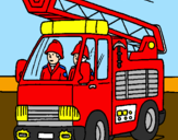 Disegno Camion dei Pompieri  pitturato su gretap
