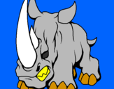 Disegno Rinoceronte II pitturato su jajo