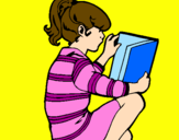 Disegno Bambina che legge  pitturato su jasdeep