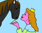 Disegno Principessa e cavallo  pitturato su elena