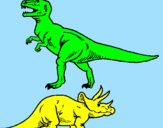 Disegno Triceratops e Tyrannosaurus Rex pitturato su Andrea B.