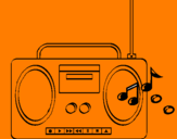 Disegno Radio cassette 2 pitturato su pamela