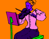 Disegno Dama violinista  pitturato su desiree
