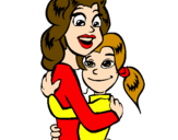 Disegno Madre e figlia abbracciate pitturato su susanna ardito