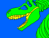 Disegno Scheletro di Tyrannosaurus rex pitturato su rumatera