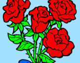 Disegno Mazzo di rose  pitturato su rumatera