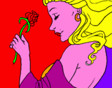 Disegno Principessa con una rosa pitturato su anónimo