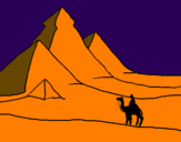Disegno Paesaggio con le piramidi  pitturato su chri