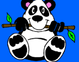 Disegno Orso panda  pitturato su martina