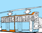 Disegno Tram con passeggeri  pitturato su davide