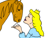 Disegno Principessa e cavallo  pitturato su martina