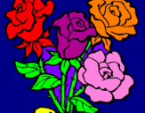 Disegno Mazzo di rose  pitturato su arianna