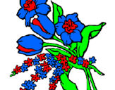 Disegno Mazzo di fiori pitturato su serena