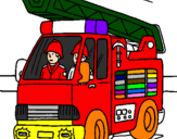 Disegno Camion dei Pompieri  pitturato su Raffaele Ali