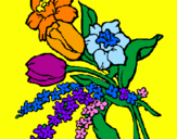 Disegno Mazzo di fiori pitturato su sarah