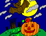 Disegno Halloween paesaggio pitturato su vincenzo