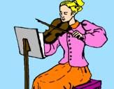 Disegno Dama violinista  pitturato su chiara