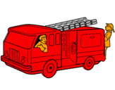 Disegno Pompieri sul camion  pitturato su MATTEO