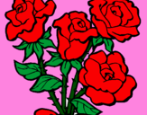 Disegno Mazzo di rose  pitturato su pingu 