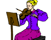 Disegno Dama violinista  pitturato su Ornella