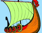Disegno Barca vikinga pitturato su fausto