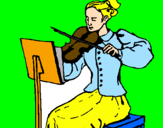 Disegno Dama violinista  pitturato su giovanna
