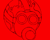 Disegno Terra con maschera anti-gas  pitturato su SARA P ,gghmml,,,h