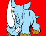 Disegno Rinoceronte II pitturato su rocco