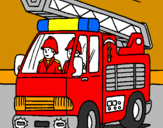 Disegno Camion dei Pompieri  pitturato su marco