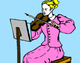 Disegno Dama violinista  pitturato su espeechri
