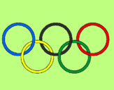 Disegno Anelli dei giochi olimpici  pitturato su clagiari