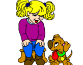 Disegno Bambina con il suo cagnolino  pitturato su SIMONA POLIGNANO