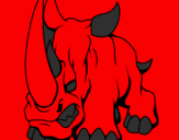 Disegno Rinoceronte II pitturato su ciro