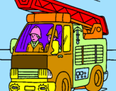 Disegno Camion dei Pompieri  pitturato su MATTIA