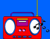 Disegno Radio cassette 2 pitturato su kesia