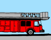 Disegno Camion dei pompieri con la scala pitturato su mattia