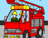 Disegno Camion dei Pompieri  pitturato su GABRIELE-GRAFFI