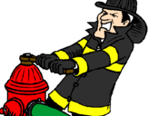 Disegno Pompiere  pitturato su matteo 13 17