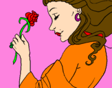 Disegno Principessa con una rosa pitturato su marilena