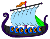 Disegno Barca vikinga  pitturato su arianna