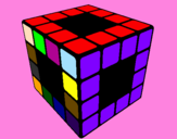 Disegno Cubo di Rubik pitturato su ragno