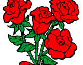 Disegno Mazzo di rose  pitturato su auguriiiiiiii
