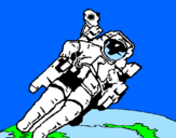 Disegno Astronauta nello spazio  pitturato su ANTONIO URBANO