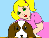 Disegno Bambina che abbraccia il suo cagnolino  pitturato su miranda