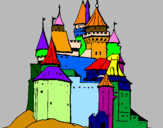 Disegno Castello medievale  pitturato su FABIONE